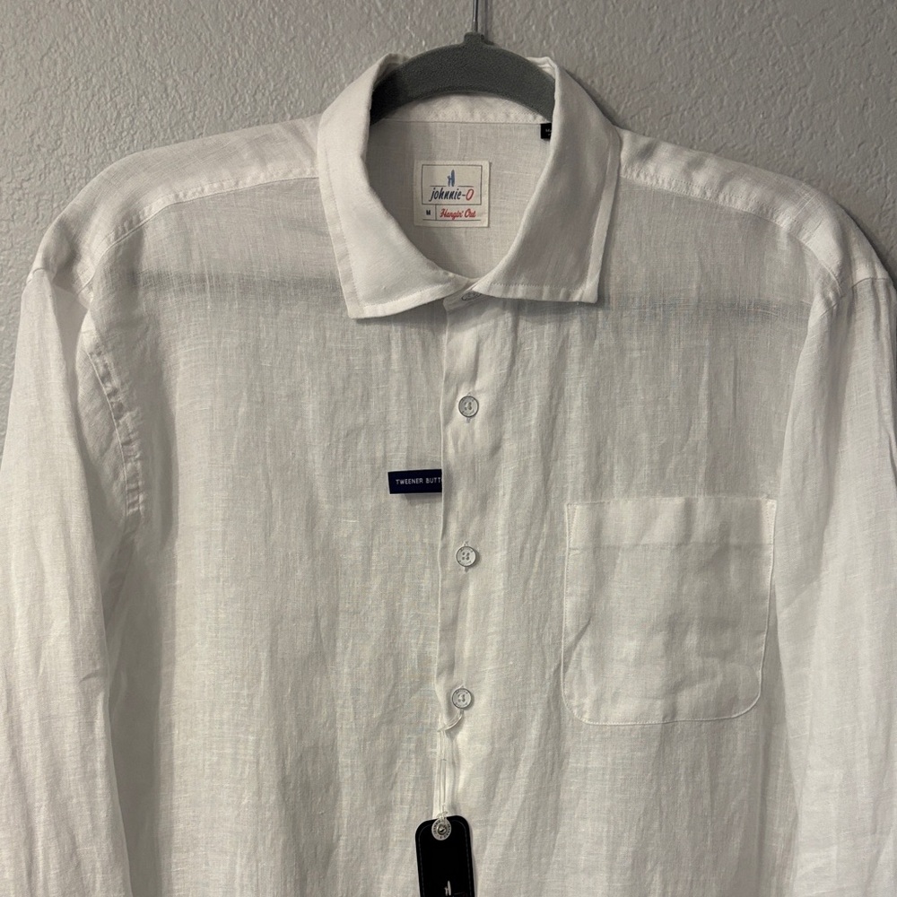 johnnie-O White Linen Casual Button Down Shirt
